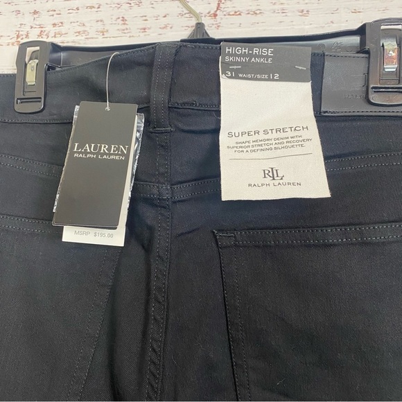 Lauren Ralph Lauren black label high Rise size 12 super stretch skinny jeans nwt - Picture 7 of 9